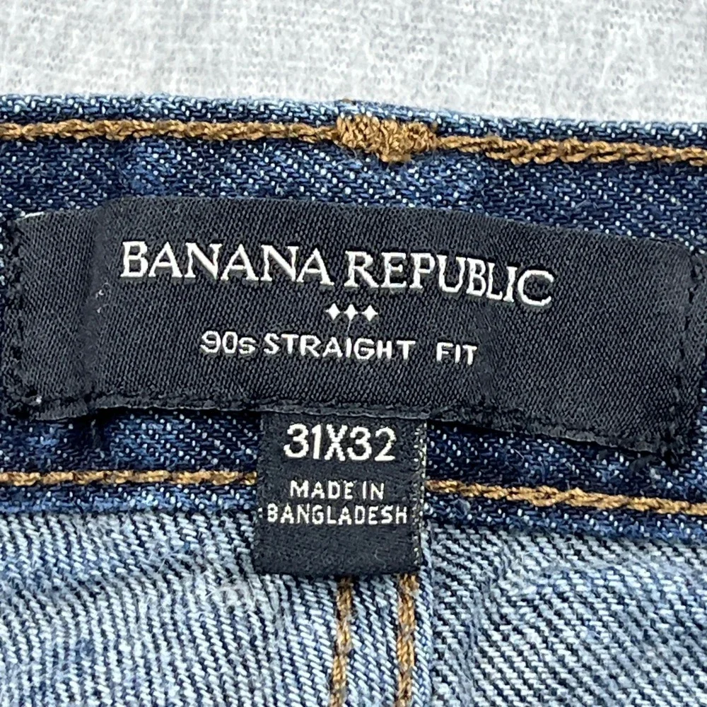 Banana Republic 90s Straight Fit Jean Mens 31x32* Blue Dark Washwell Hemp Indigo